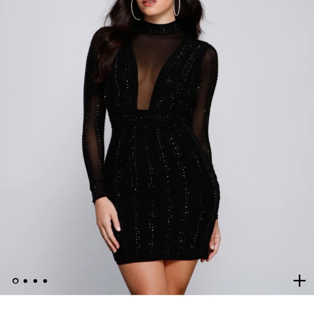 WINDSOR Rhinestone Mesh Bodycon dress